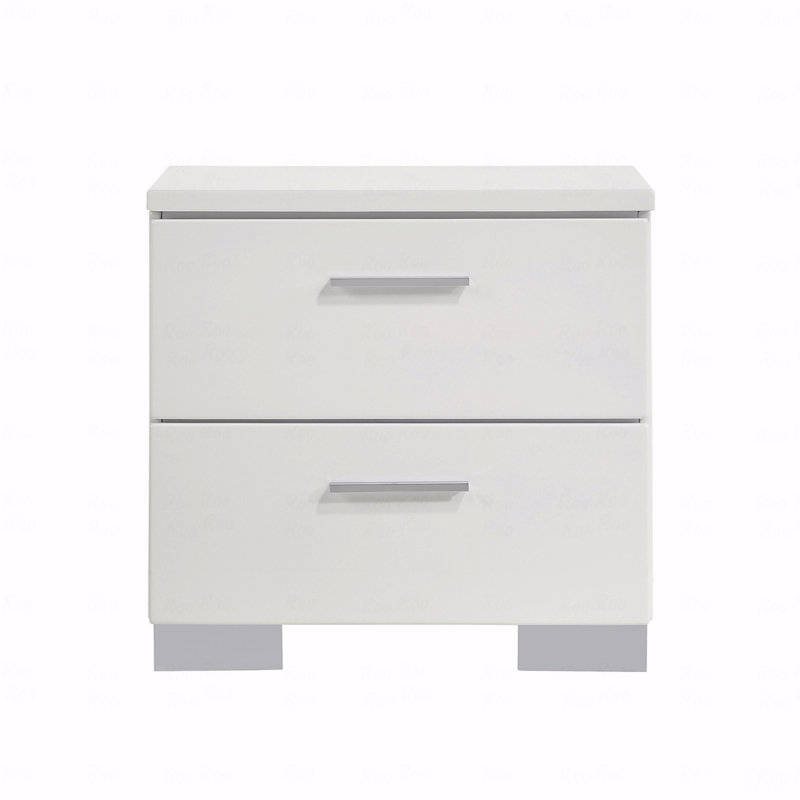 Table de chevet 2 tiroirs au fini blanc ultrabrillant