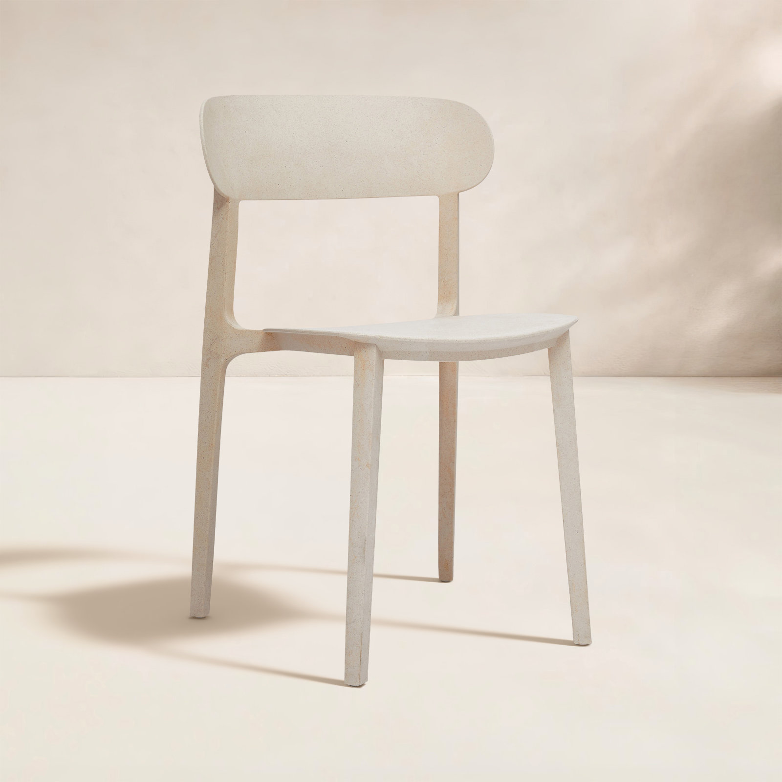 Janicka Stackable Patio Side Chair, Beige
