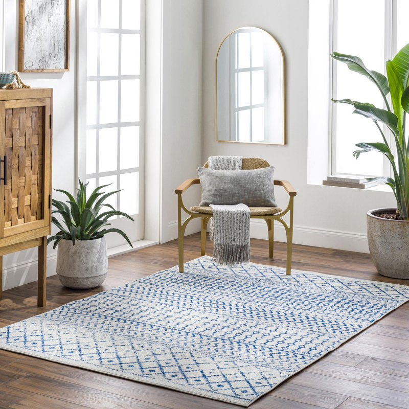 Tapis bleu / ivoire Bernhard Global, Rectangle 4 pi x 6 pi