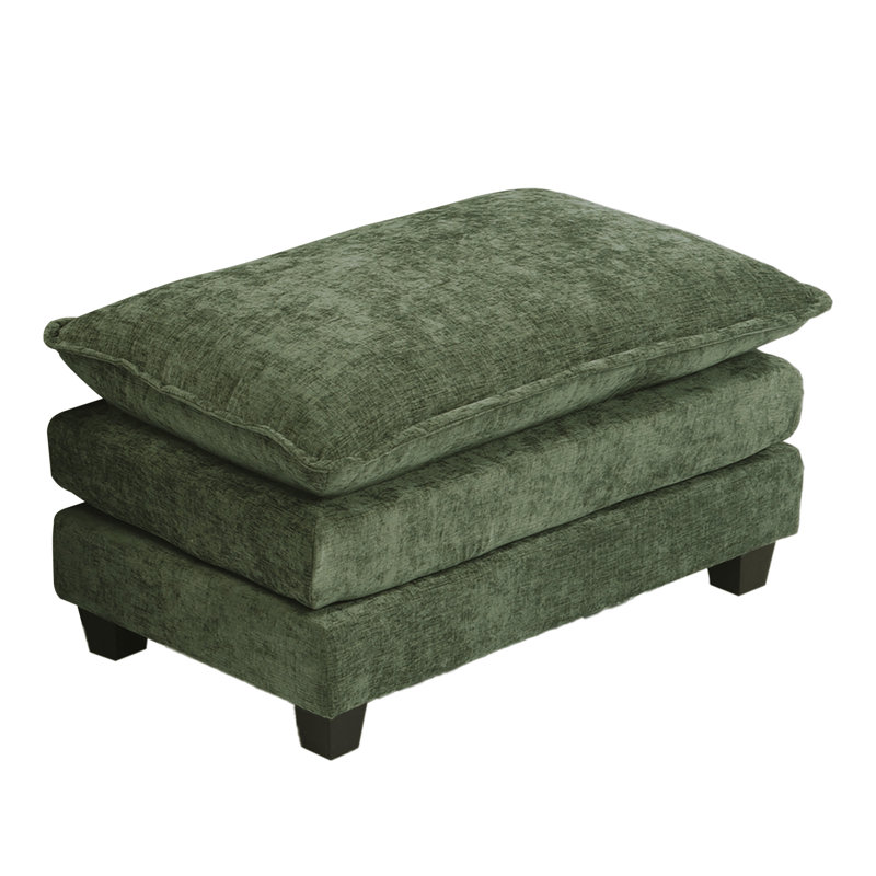 Repose-pieds rembourré en chenille, module de repose-pieds pour canapé modulaire, Vert