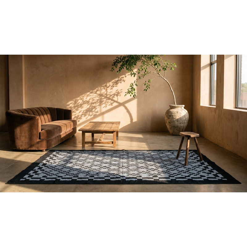 Antique Quilt Hallway Runner Wool Blue Rug