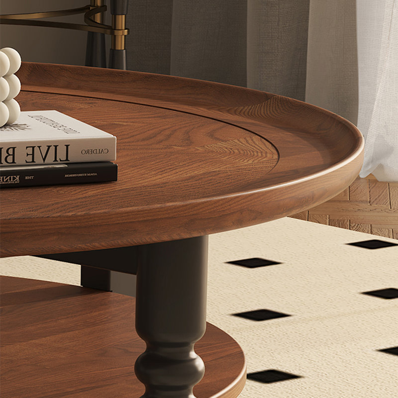 Table basse ronde de style français, H 16,5 po x L 39,4 po x l 39,4 po