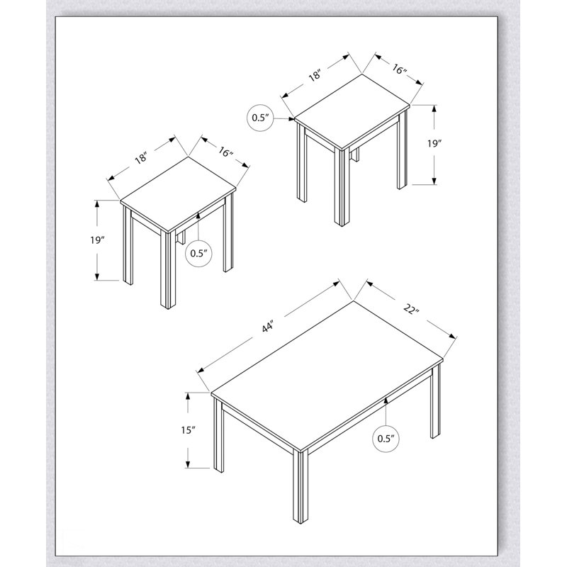 Ensemble de 3 tables élégantes pour le salon, les tables basses et les tables de bout avec dessus spacieux et fabrication durable