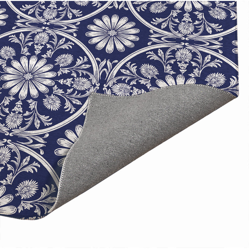Tapis de cuisine Daisy, Rectangulaire 3 pi x 5 pi, Marine