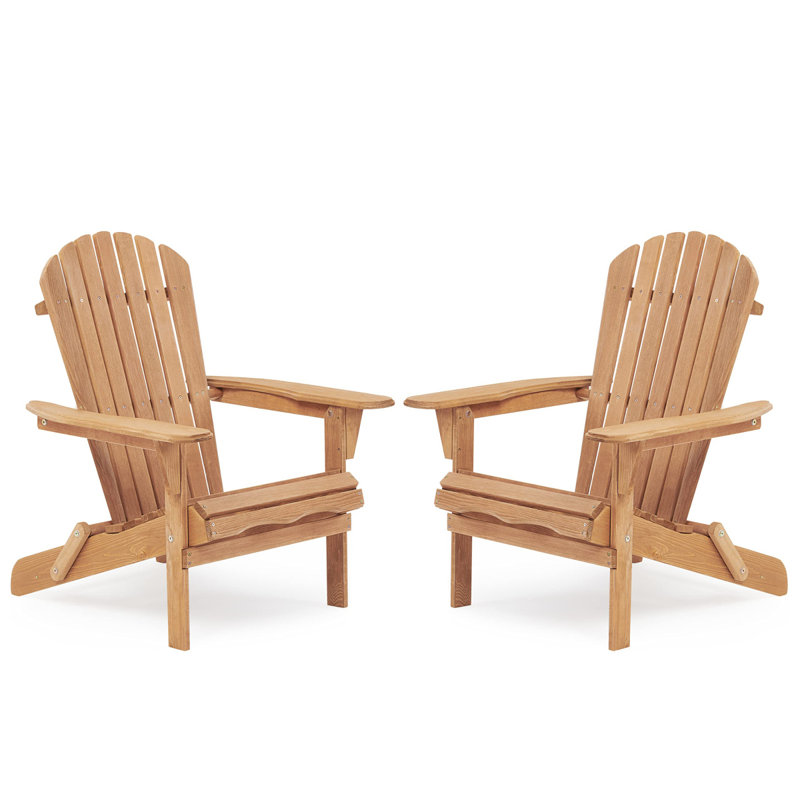 Wooden Outdoor Folding Adirondack Chair Set Of 2 Wood Lounge Patio Chair For Garden,Garden, Lawn, Backyard, Deck, Pool Side, Fire Pit,Half Assembled,
