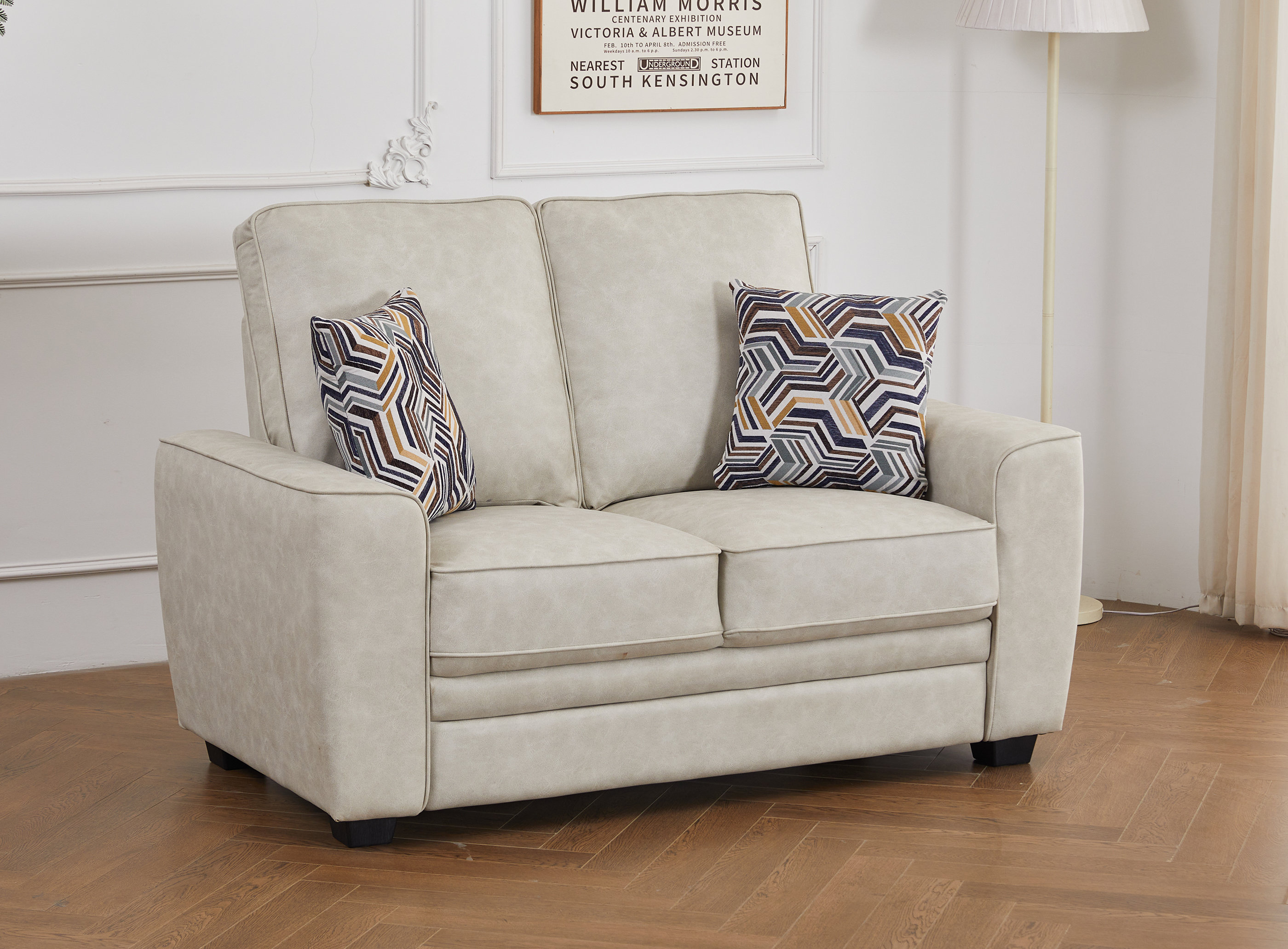 Ebern Designs 58.3-inch Mid Century Modern Faux Leather Loveseat Sofa ...