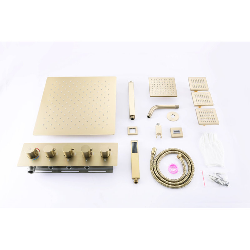 All-In-One Kit with Rough in-Valve, Brushed Gold
