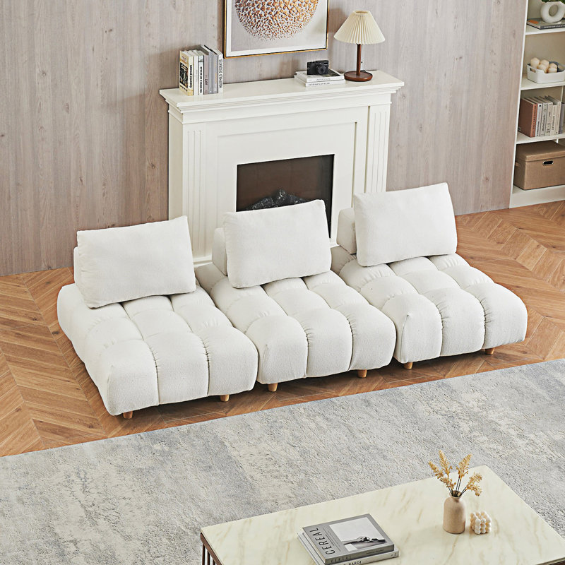 Canapé 2 places Mid-Century, 3, Beige