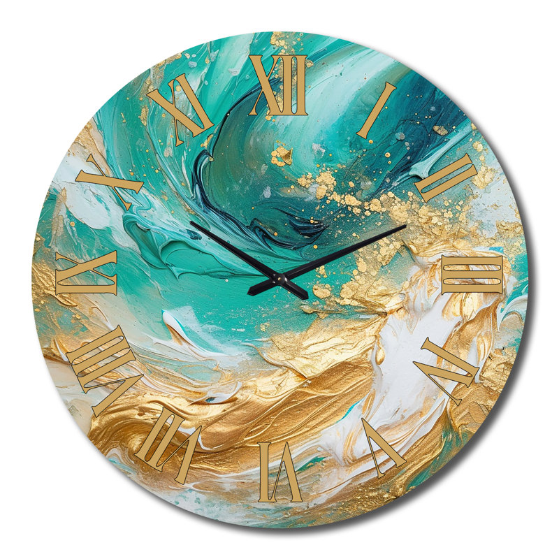 Horloge murale Golden Ocean Waves, Grand
