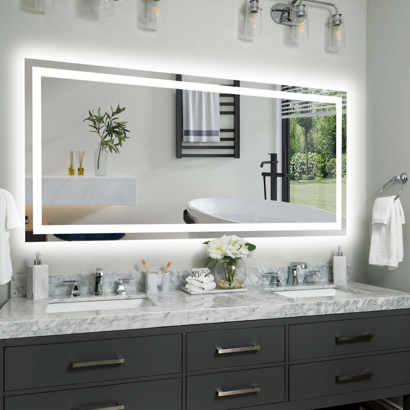 Frameless LED Bathroom Mirror,Smart Mirror, 60" x 28"
