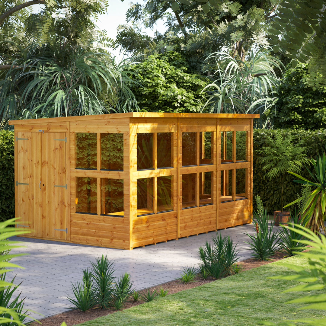 Powersheds 12 x 8ft Timber Tongue & Groove Pent Potting Shed Double Doors