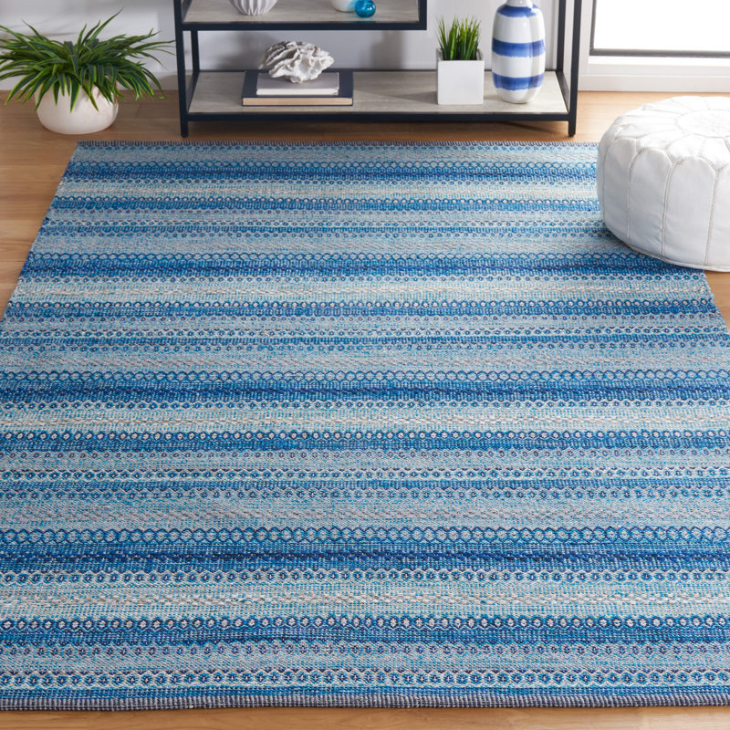 Kilim Flat Weave Cotton Geometric Rug, Rectangle 4' x 6'