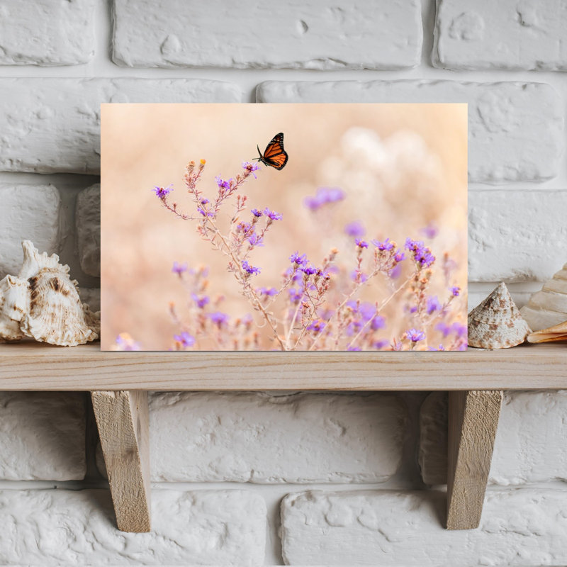 Vibrant Monarch Blossom Delicate Ethereal Peaceful Butterfly Nature Spring Wall Art Print 1 Piece Wrapped Canvas Wall Art
