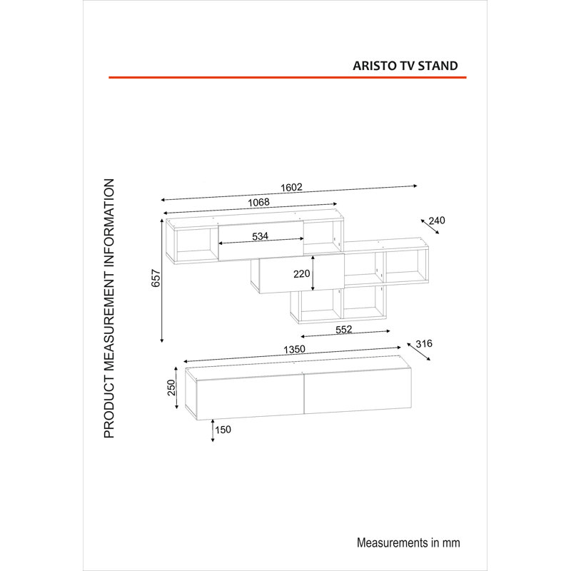 Bucher Unfinished Entertainment Centre for TVs up to 55"