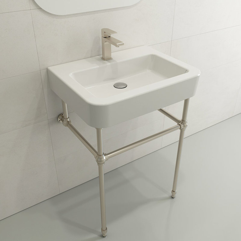 Parma 25.59'' L Bathroom Sink, White, Single-Hole
