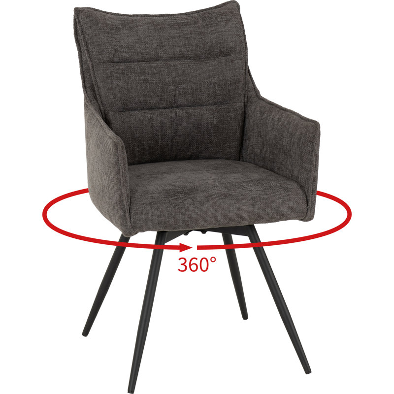 Wahpeton Carver Swivel Dining Chair (Set Of 2), Grey