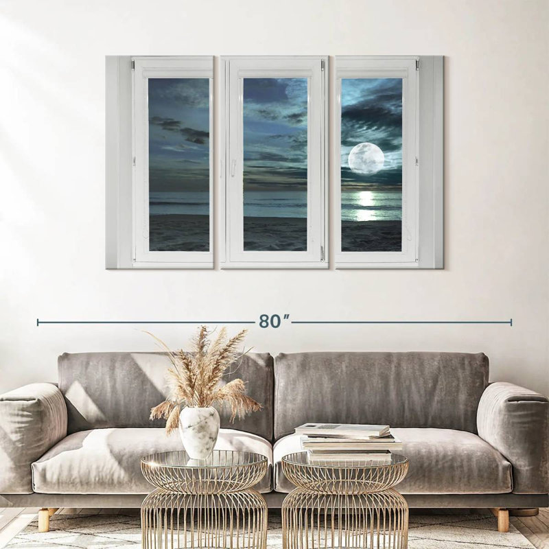 «Window to Moonlit Beach», reproduction sur toile, H 57 po x l 36 po x P 1,25 po