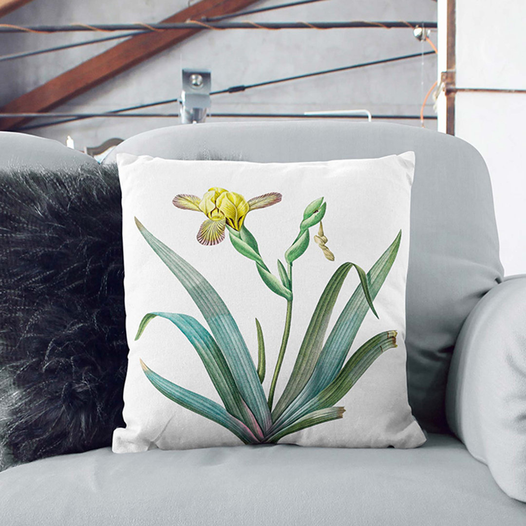 Hungarian Iris Flowers by Pierre-Joseph Redoute Cushion with Filling