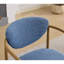 Chaises de salle à manger confortables en tissu bleu, structure en métal moderne avec finition grain de bois pour la maison