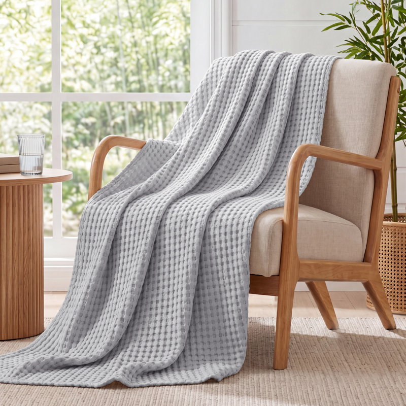 Couvre-lit gaufré en coton et rayonne de bambou 279 g / m² GentleSoft ™, Grand lit, Gris