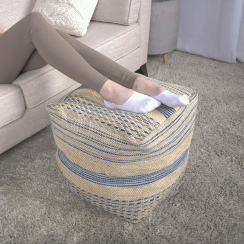 Pouf en laine et chanvre fabriqué à la main d'une capacité de 200 lb