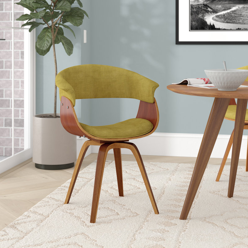 48.26cm H Polyester Upholstered Armchair, Green, Walnut