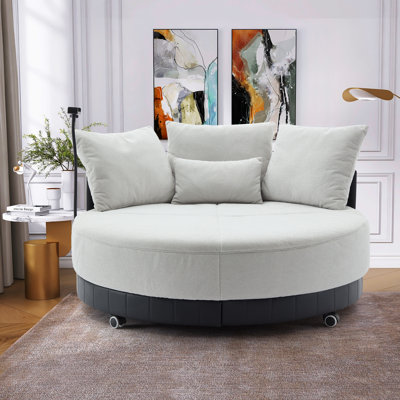 Blossie 51.25" Seat Wide 360° Swivel Round Lounger, Phone Holder by Wade Logan