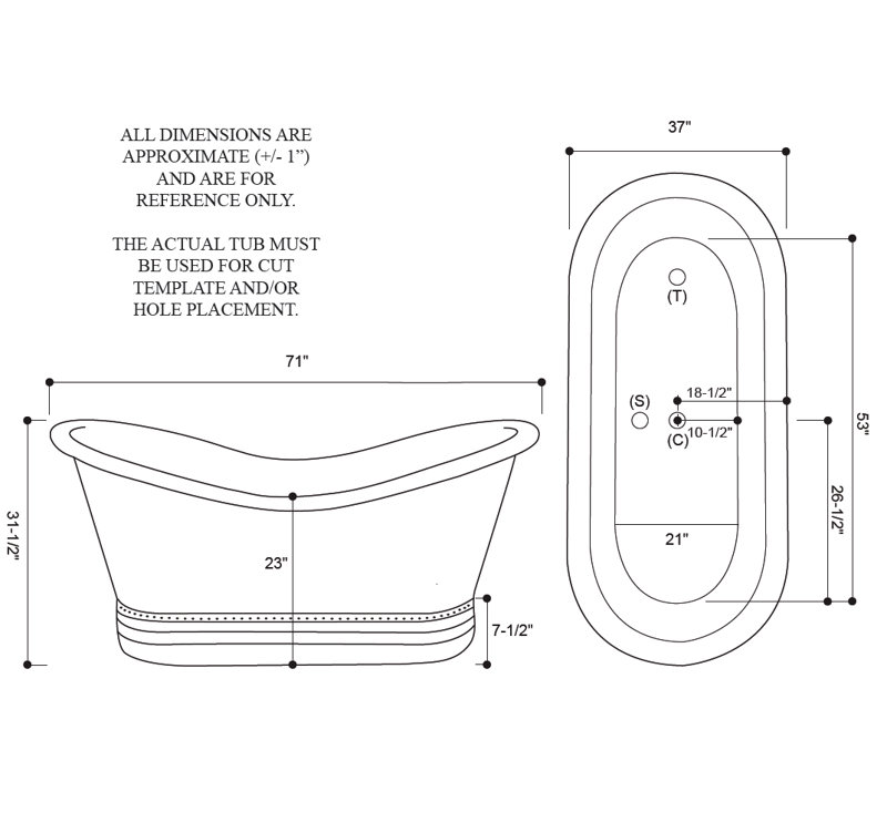 Isabella 71'' x 37'' Soaking Copper Bathtub, Dark Smoke Copper, Left