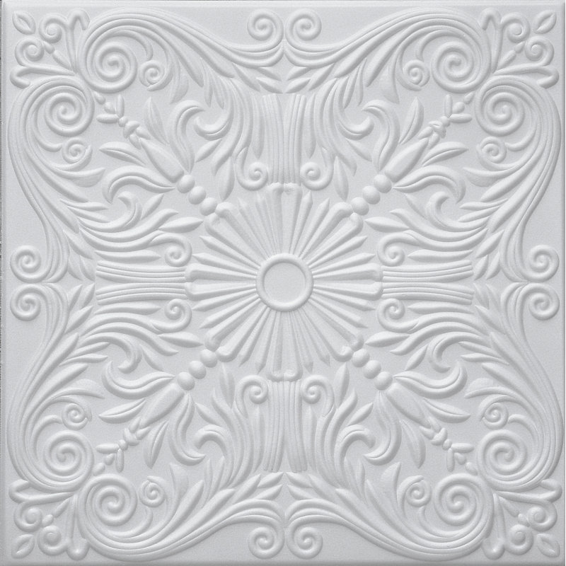 19.6'' L x 19.6'' W Textured Polystyrene Glue Up Ceiling Tile In White