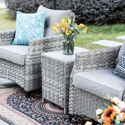 Alseepa Wicker/Rattan 2 Chairs With Side Table by Lark Manor