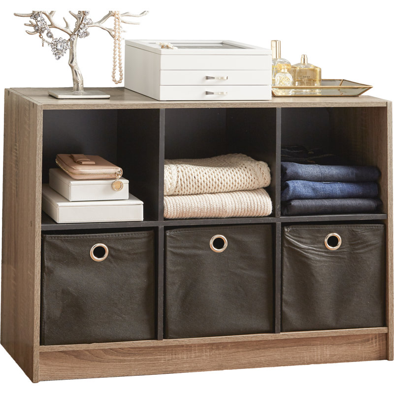 Anjay 59.9cm H x 80.3cm W Cube Bookcase, French Oak