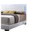 Lit pour grand lit à DEL, conception en cuir synthétique blanc, pieds droits, finition de tête de lit ultrabrillante, rails rembourrés et profil bas, 3 lattes pour plus de stabilité, charge de 660 lb, hauteur de lit de 49 po avec,