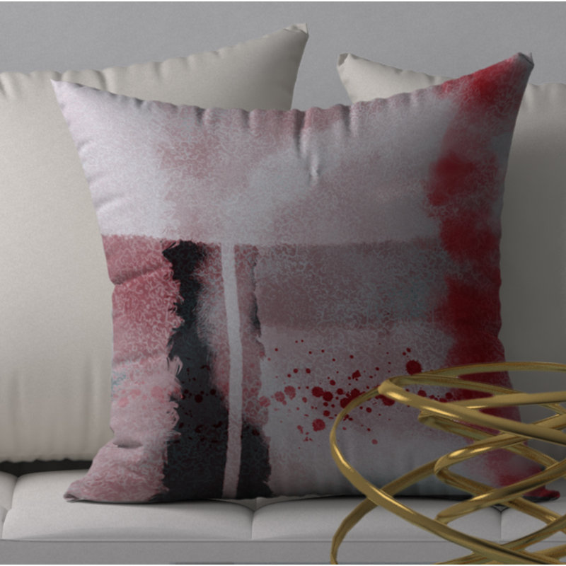 Housse et insert de coussin décoratif luxueux Relax, Noir / rouge abstrait, 18" x 18"