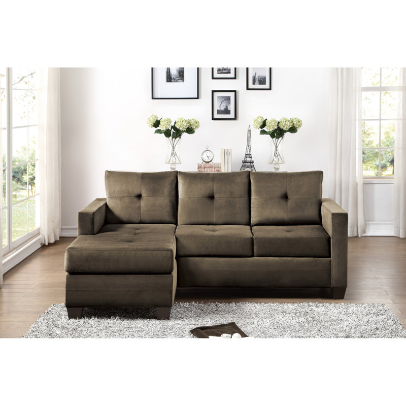 Canapé modulaire réversible de 78 po Modern & Contemporary, Brown Microfiber/Microsuede
