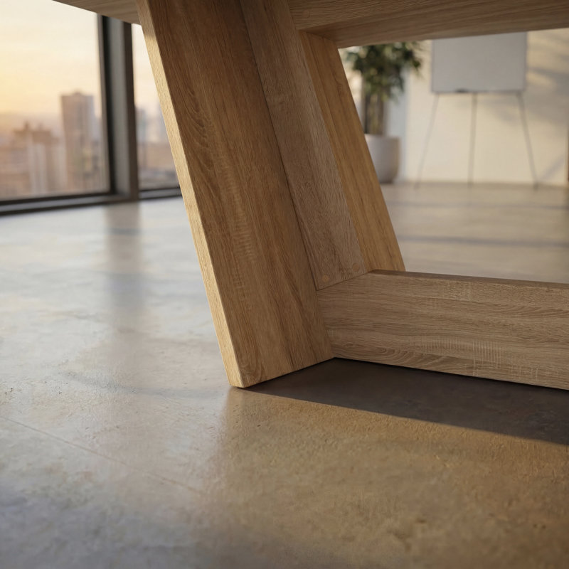 Table de conférence 81,5 po au fini chêne - Conception moderne à pieds en V, durable et spacieuse