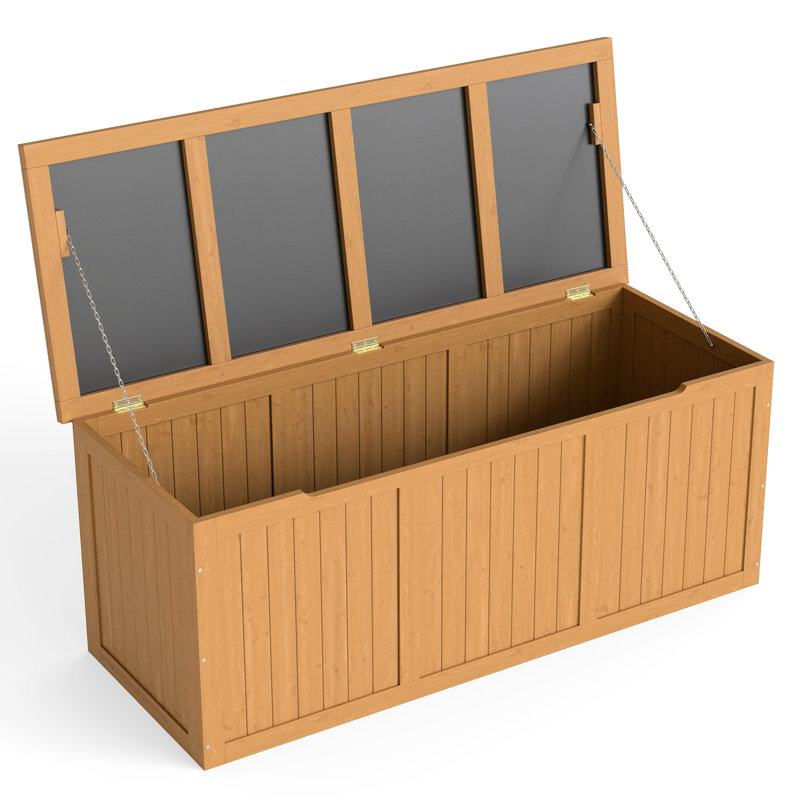 Outdoor Solid Wood 112 Gallon Deck Box For Storing Garden Supplies And Patio Furniture Cushions - Spacious, Secure, Low Maintenance Design Idea