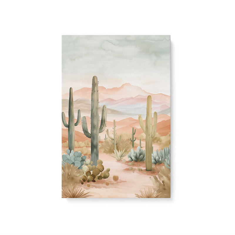Toile roulée «Cactus Waltz I», H 36 po x l 24 po x P 1,25 po, Toile tendue