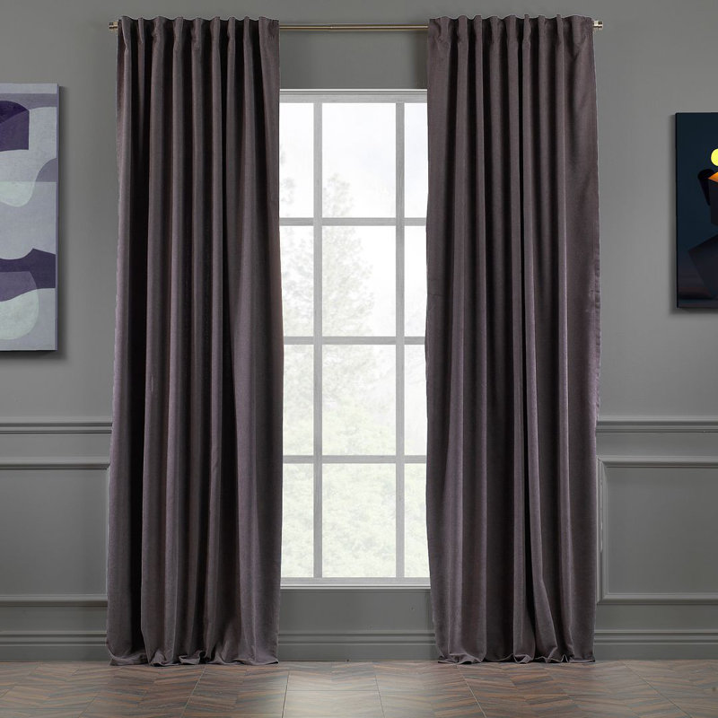 Blackout Thermal with Liner Extra Long & Extra Wide Decorative Curtain Single Panel, 140cm Width x 145cm Drop, Dark Grey