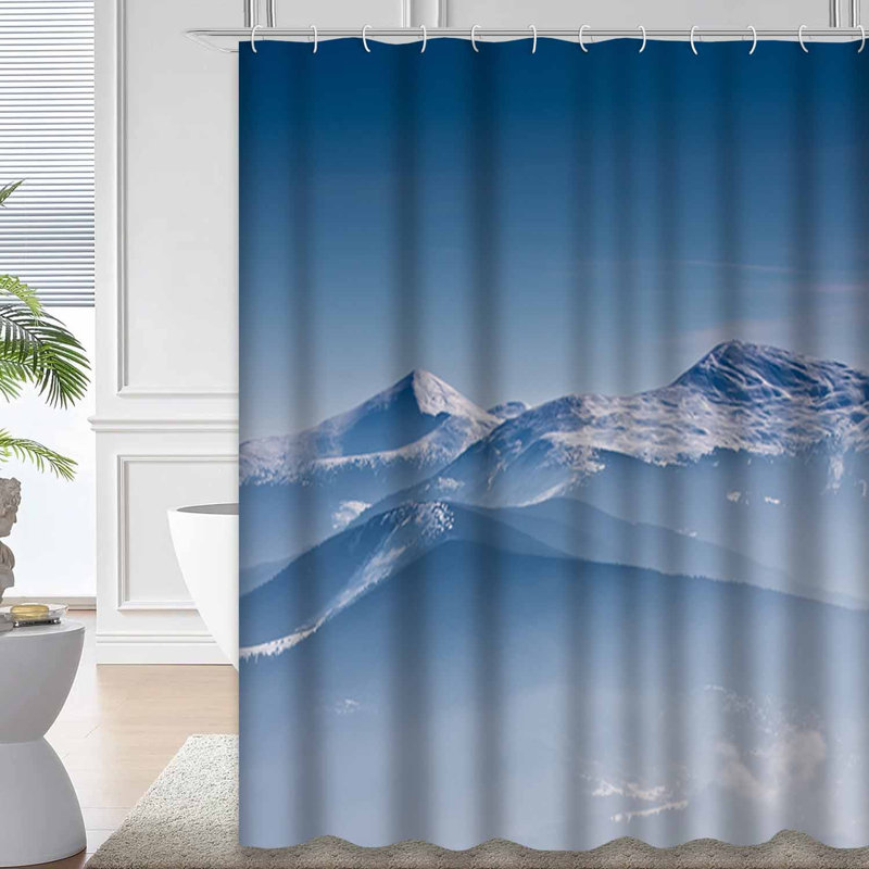 Rideau de douche avec 12 crochets Scenic Winter Mountains Snow Tree, L 72 po x l 78 po