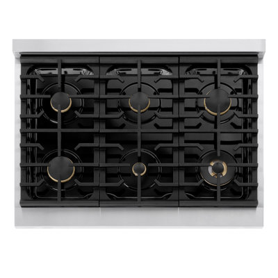 ZLINE Autograph Edition 36 in. Marino Gas Range w/ 6 Gas Burners & Matte Black Accents