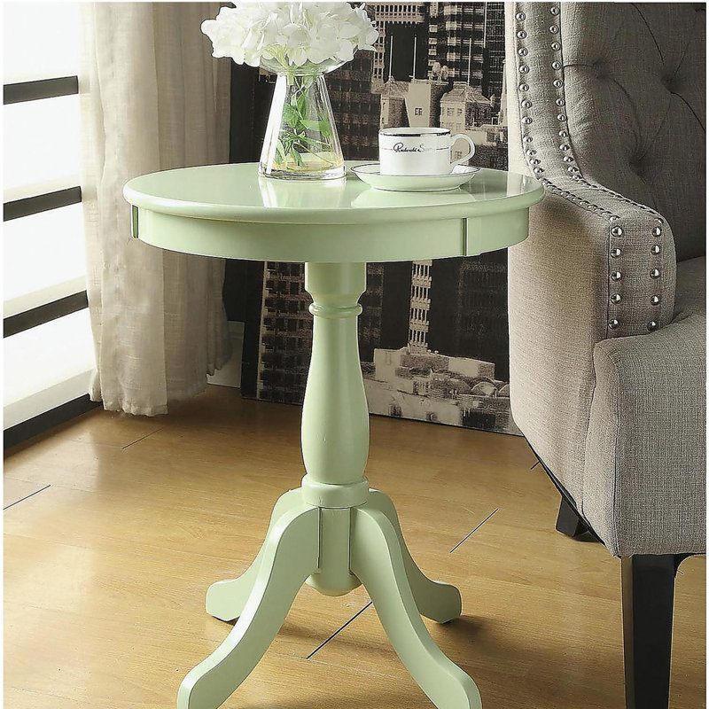 Table d'appoint vert clair avec piédestal tourné