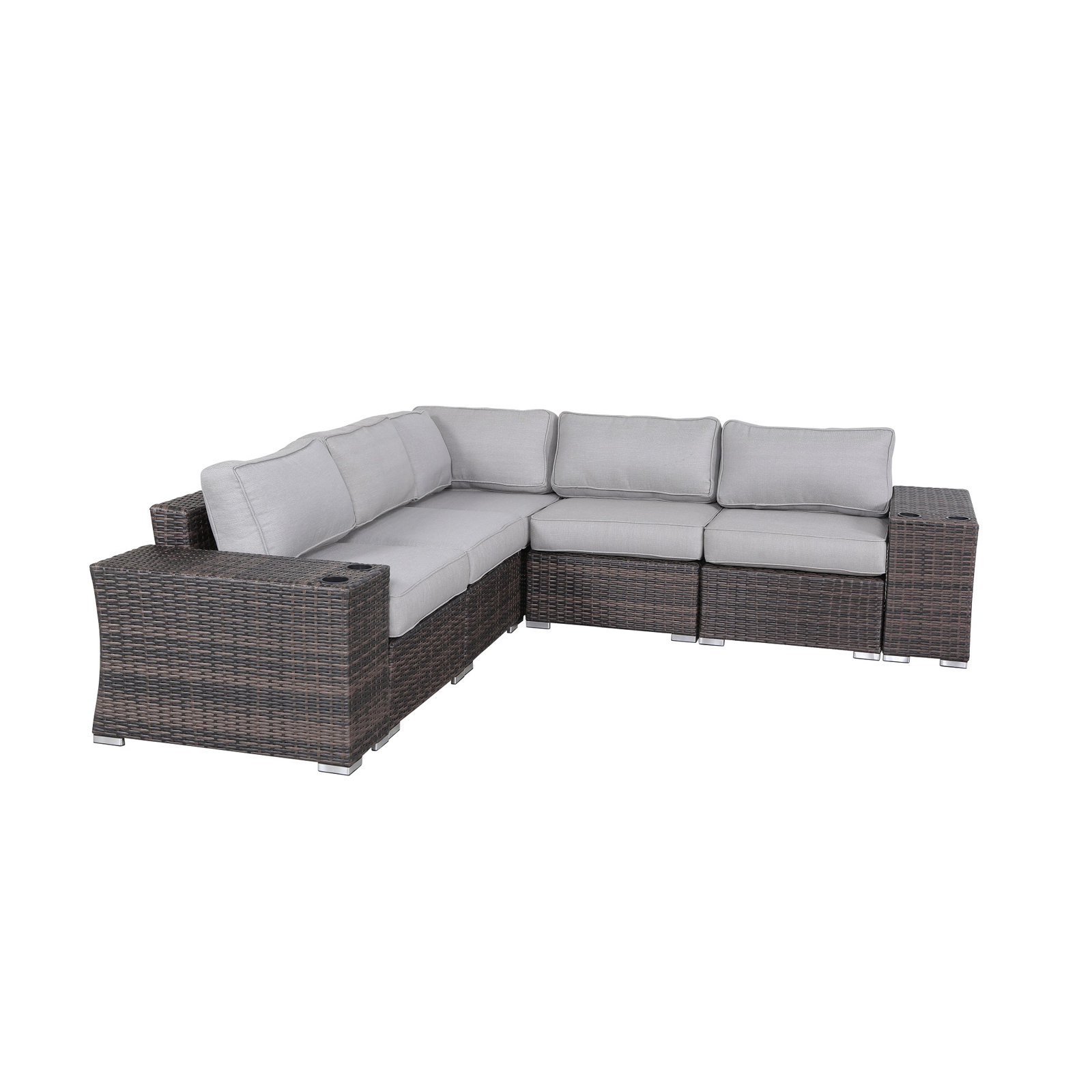 Biles 7-Piece Sectional Seating Group with Cushions, Espresso