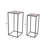 Aqeel Metal Rectangle Pedestal Side End Black Accent Table with Brown Wood Tops Set