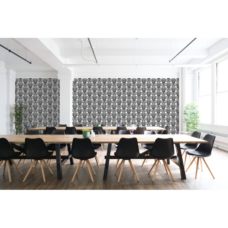 Organic Falls 10' L x 24" W Peel and Stick Wallpaper Roll, Black, Non-pasted, Faux Grasscloth