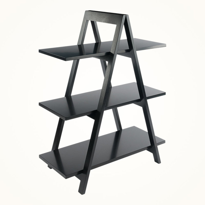 Hudson A Shaped Frame Shelf with 3-Tiers in Black Finish, 38.26" H X 29.89" W X 15.12" D