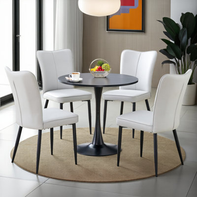 Ensemble bistro 5 pièces - Table noire compacte et chaises minimalistes avec pieds en métal
