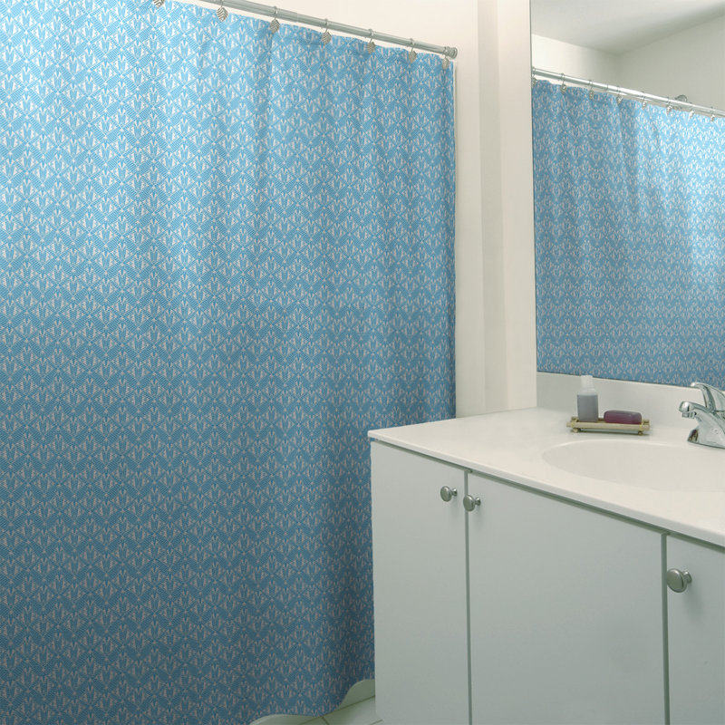 Rideau simple art déco, Bleu sarcelle rayé 2
