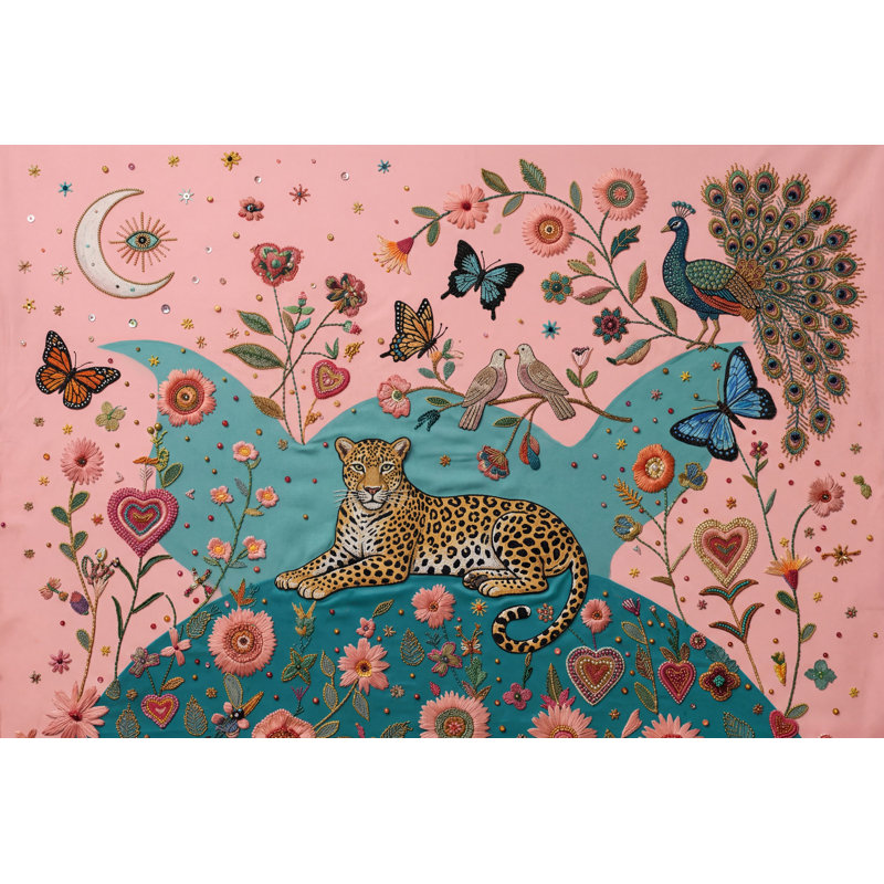 Adhésif mural fantaisiste rose, 140 po x 108 po, Peler et coller