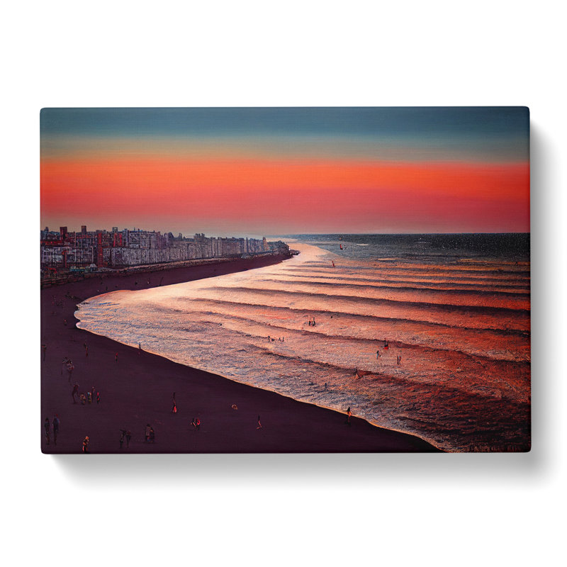 Beach At Sunset - Wrapped Canvas Print, 35cm H x 50cm W x 3cm D