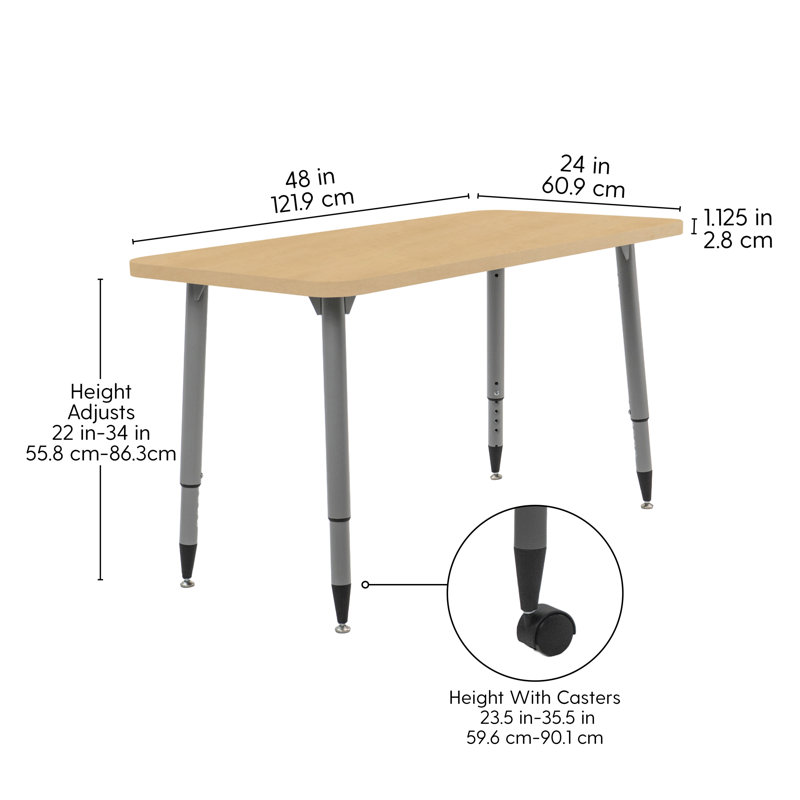 Table d'activité Adapte 24 x 36, 24 po x 48 po, Grain d'érable / argent